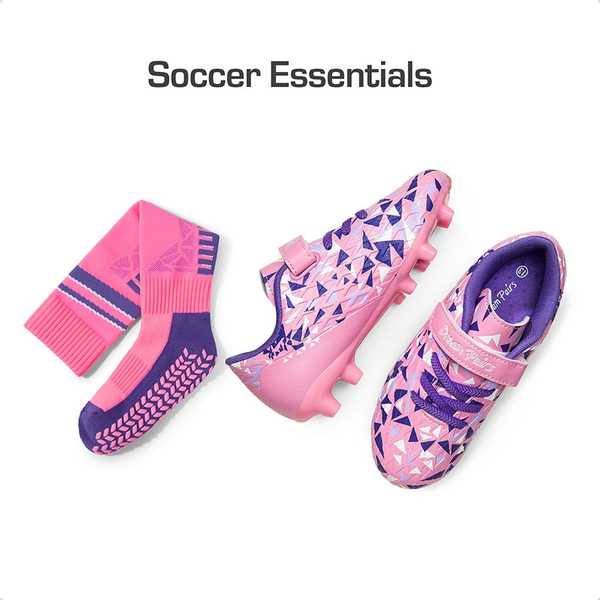 Kids Breathable Strap Soccer Cleats - PINK PURPLE - 2